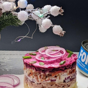 Салат Тунец в тулупе