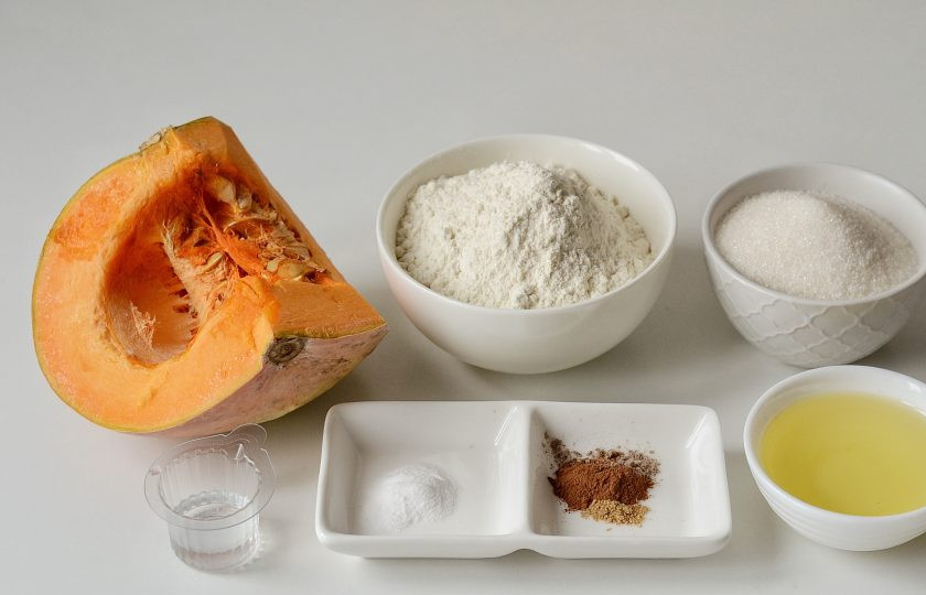 1. Этап. Постное тыквенное печенье: Подготовьте все ингредиенты.