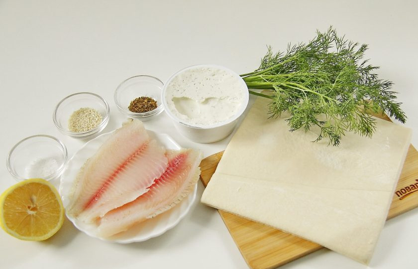 1. Этап. Рыба, запеченная в тесте в духовке: Подготовьте все ингредиенты.