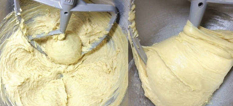 1. Этап. Булочка Бриош: 3. В процессе можно при необходимости добавить еще немного водички или муки, например. Когда тесто готово, оставьте его подходить в тепле.