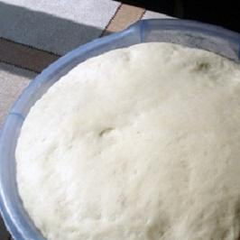 1. Этап. Хачапури с творогом: 1. Для теста надо приготовить опару. Размешать дрожжи с сахаром и влить 0,5 литра воды. Когда дрожжи растворятся, добавить соль. В отдельной посуде смешать масло и маргарин и растопить. Растопленное масло влить в дрожжи. Добавить в жидкость просеянную муку и замесить тесто. Если тесто поставить в теплое место, где-то через час, оно поднимется.