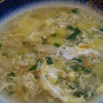 Суп из хека с рисом и яйцом