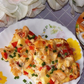 Сытная запеканка с яичной заливкой