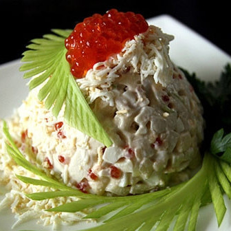 Салат Царский с икрой и кальмарами