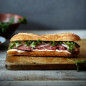Beef Tenderloin Banh Mi with Pickled Watermelon Rind and Spicy Sesame Mayo