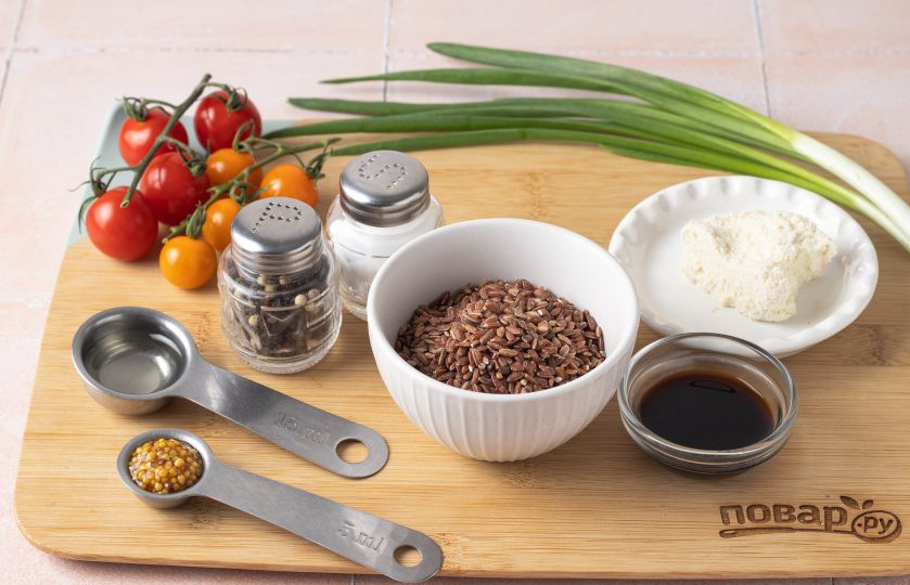 1. Этап. Салат из красного риса: Подготовьте все ингредиенты.