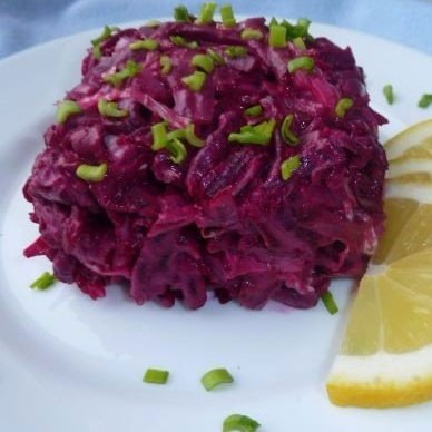 1. Stage. Beetroot Salad with Cabbage: Beetroot salad with Beijing cabbage is ready, you can serve immediately.