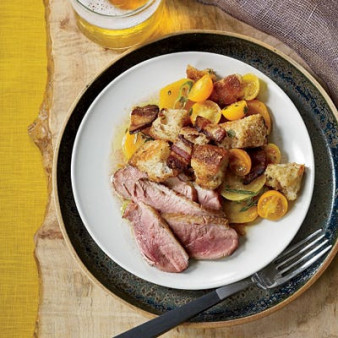 Dry-Aged Duck Breasts with Golden Beet Panzanella