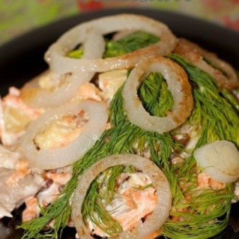 Салат Жар-птица с опятами