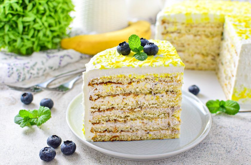 1. Этап. Торт «Молочная девочка» с бананами: Готовый торт подавайте к столу. Приятного чаепития!