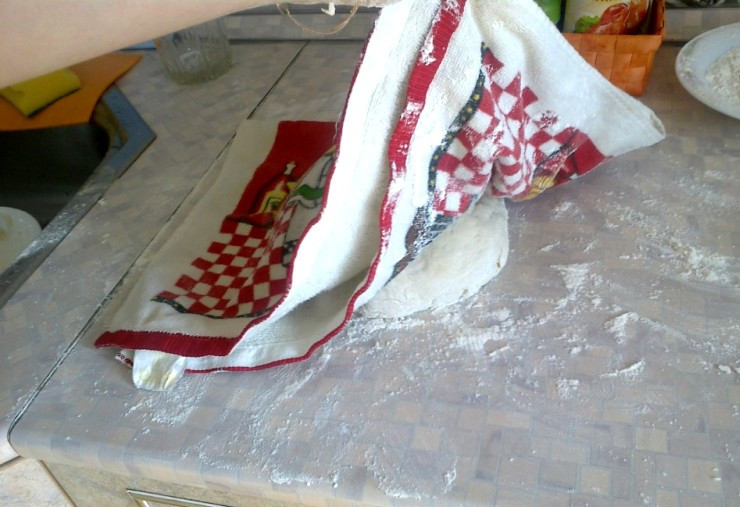 1. Этап. Тесто для баурсаков: Теперь необходимо накрыть шарик из теста полотенцем или салфеткой и оставить в теплом месте на 1,5 часа.