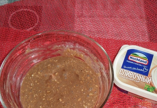 1. Этап. Шоколадный овсяноблин с бананом: Хорошо перемешиваем.