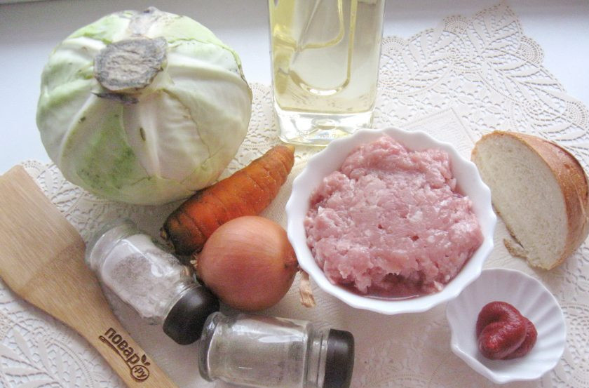 1. Этап. Ленивые голубцы в пароварке: Подготовьте ингредиенты для приготовления ленивых голубцов.