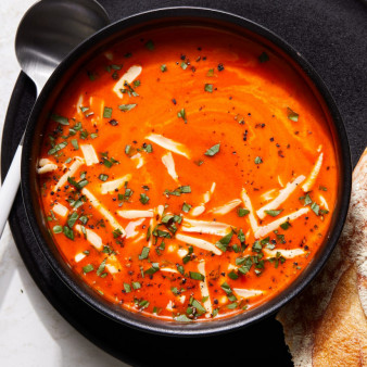 Roasted Red Pepper Soup with Gouda