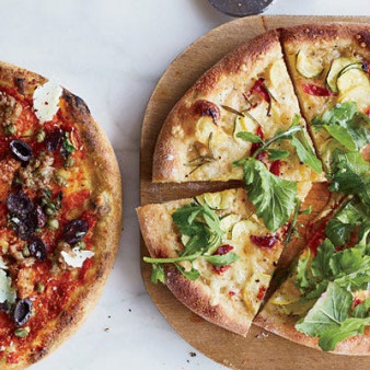 Summer Squash-and-Arugula Pizza with Fontina Cheese