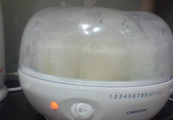 1. Этап. Ряженка в йогуртнице: Закройте йогуртницу и включите на 5 часов.