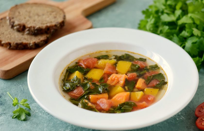 1. Этап. Суп из тыквы и шпината: Суп из тыквы и шпината готов, приятного аппетита!