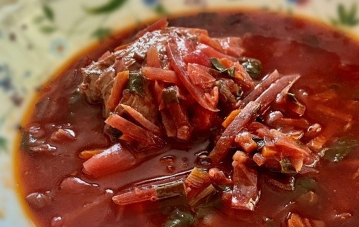 1. Этап. Бордовые щи: А сметану, бутерброд с салом домашним прочесноченном, да на куске подогретого бородинского …, это все выношу за скобки. Чтобы никого не волновать попусту.