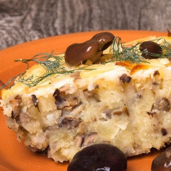 Запеканка с солеными грибами