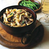 Fettuccine with Turkey and Brandied Mushrooms