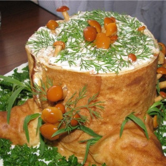 Салат Пенек с опятами