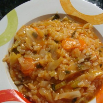 Тушеная капуста с рисом