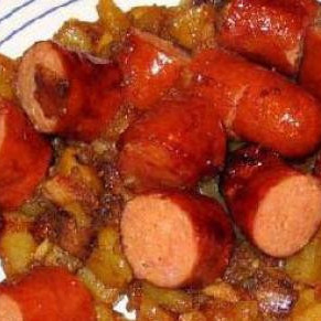 Жареная колбаса с картофелем