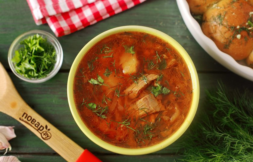 1. Этап. Борщ с аджикой: Приятного аппетита!