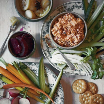 Tyler Florence's Old-Fashioned Pimiento Cheese with Crackers and Crudités