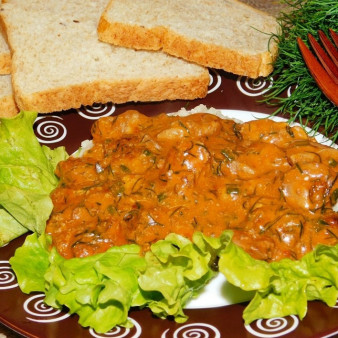 Куриная печень в кисло-сладком соусе