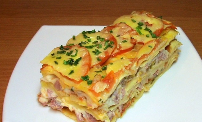 1. Этап. Лазанья с сыром и ветчиной: Приятного аппетита!