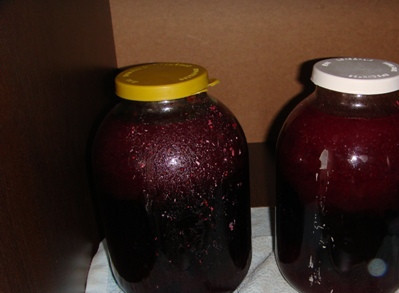 1. Этап. Наливка из клюквы: Итак, приступим. В трехлитровую банку выкладываем клюкву и толчем ее. Добавляем сахар и спирт, вливаем воду столько, сколько понадобится для заполнения банки, перемешиваем. Накрываем банки капроновыми крышками и оставляем на 1-2 месяца в теплом месте.