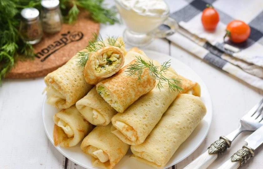 1. Этап. Блинчики с яйцом и луком: Приятного аппетита!