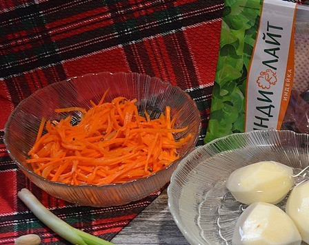 1. Этап. Теплый салат с печенью индейки: Приготовить продукты.