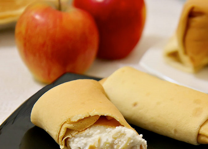 1. Этап. Блинчики с творогом и яблоками: Приятного аппетита!