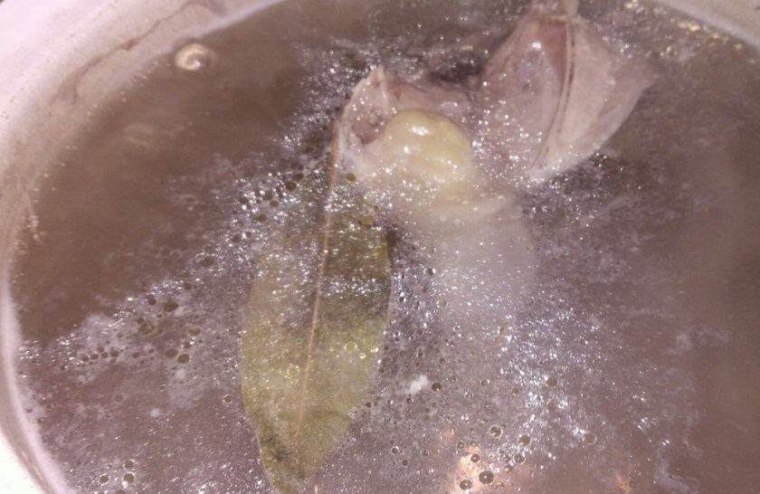 1. Этап. Суп с овсянкой и яйцом: 1. У меня такой супчик получился ну уж очень диетическим, поскольку я готовила его на перепелах. Не только получился полезный и легкий обед, но еще и невероятно вкусный. Итак, перепелка варится после закипания минут 30. Ставим бульон, после закипания солим его по вкусу и добавляем специи (у меня это только лавровый лист и черный перец горошком).