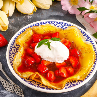 Десерт Фламбе заката