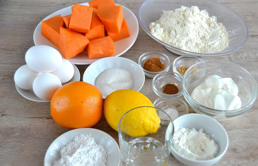 1. Этап. Тыквенный пай: Подготовьте ингредиенты.