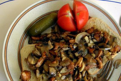 1. Этап. Сэндвич с грибами: Укладываем грибы в тосты и подаем на стол. Приятного аппетита!