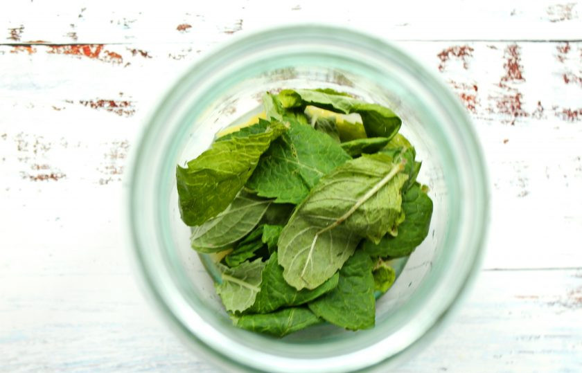 1. Этап. Медовуха на самогоне в домашних условиях: Листики мяты немного помните и добавьте к лимону.