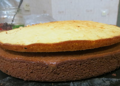 1. Этап. Торт Айсберг с орехами: Также выпекаем до готовности. В итоге у нас получается два разных коржа.