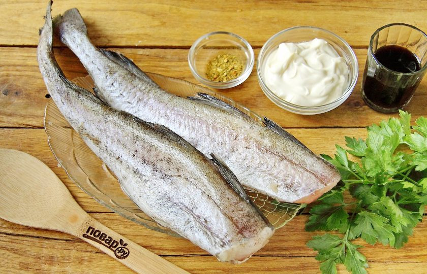 1. Этап. Минтай на гриле: Подготовьте все ингредиенты.