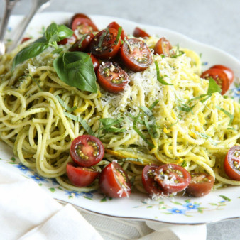 Pesto Spaghetti with Summer Squash
