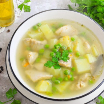 Суп из индейки с зеленым горошком