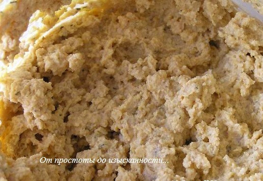 1. Этап. Пряный паштет из рыбных молок: Перемешайте. Отрегулируйте по вкусу на соль и перец.