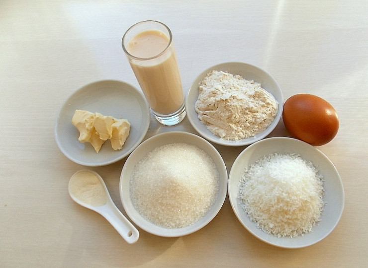 1. Этап. Пирог с кокосовым штрейзелем: Ингредиенты.