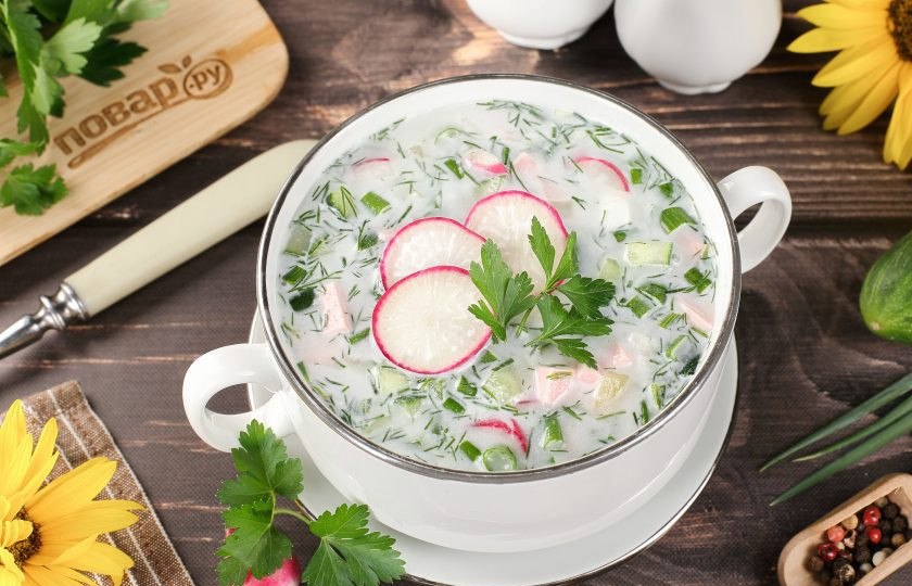 1. Этап. Классическая окрошка с уксусом: Классическая окрошка с уксусом готова. Приятного аппетита!