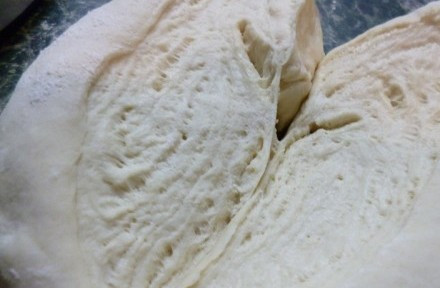 1. Этап. Пирожки из бездрожжевого теста: В разрезе получается вот такое тесто.