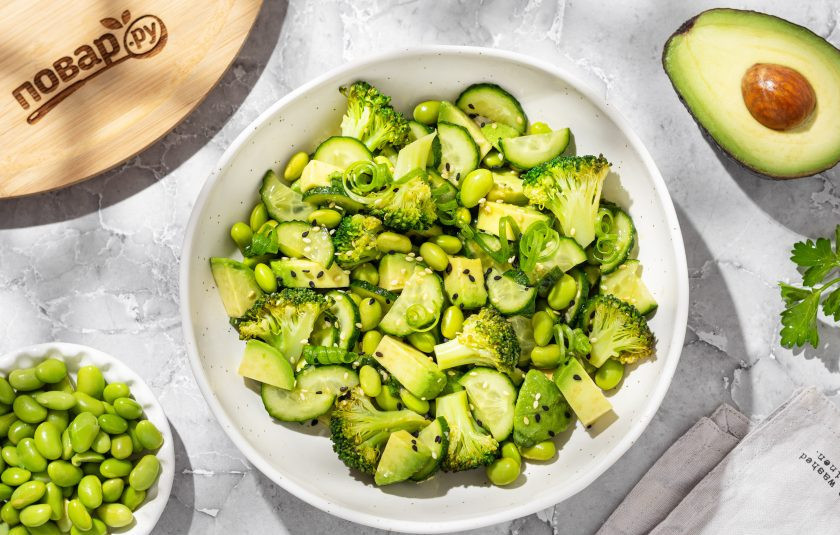 1. Этап. Салат с эдамаме и авокадо: Салат с эдамаме и авокадо готов, приятного вам аппетита!