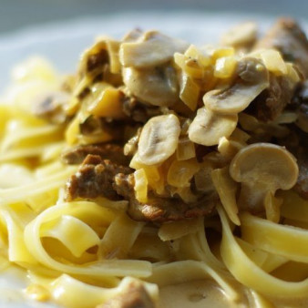 Говядина с грибами в соусе